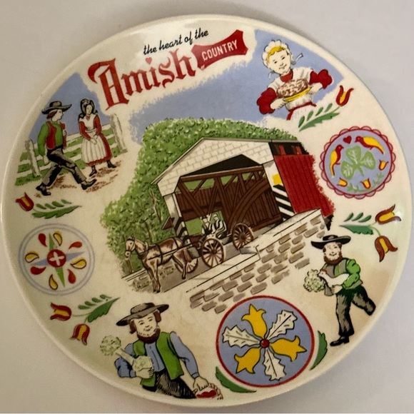 Vintage Amish Folk Art Plate, Collectible & Rustic Home Decor, Good Condition - Picture 13 of 14
